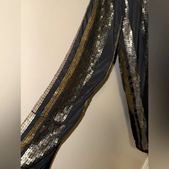 Free People Bianca Striped Sequin/Beaded Open Front Jacket,Size-Small - Picture 12 of 14